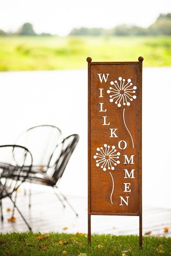 Schild spruchtafel willkommen - schild,