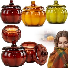 Duftkerze im Glas Kürbis, Kürbis Duft Kerze Halloween Herbst Deko