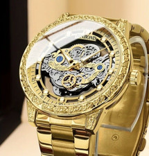 BINBOND Armbanduhr Damen / Herren mit schmalem Handgelen Ziffernblatt Skelett