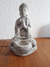 Teelichthalter Buddha Grau betend Neu Kerze Feng Shui , Indisch 