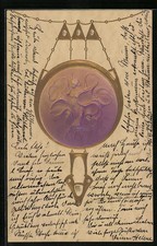 Ansichtskarte Dame in wehendem Kleid, Jugendstil 1904 