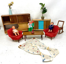 Puppenstube Puppenmöbel Puppe Konvolut Sessel Tisch Schrank DDR 1960er J. /P1011