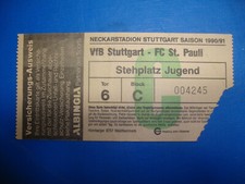 90/91 Ticket VFB Stuttgart FC St. Pauli HSV Sammler Eintrittskarte Bundesliga