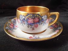 Sammeltasse, Mokkatasse mit Untertasse. C.A. Selb in Bavaria, Gold, Handmalerei