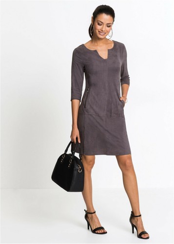 Tunika kleid wildlederoptik - in,