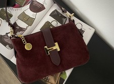 Schultertasche Leder Handtasche Burgund Accessoire Crossbody Bordeaux Weinrot