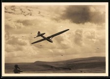 Segelflieger im Geschwaderflug, vorn Grunau Baby II, Ansichtskarte 
