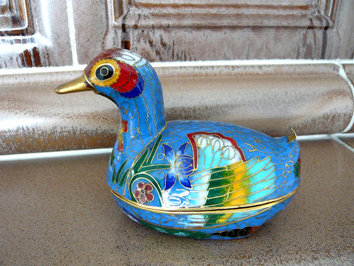 Cloisonne ente dose - dose, pillendose