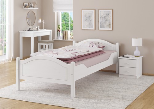 Einzelbett kiefer weiß 90x200 - weiß,