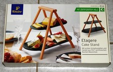 Tchibo Etagere, 2 Etagen, m. echten Schieferplatten + Buchen-Massivholz-Gestell