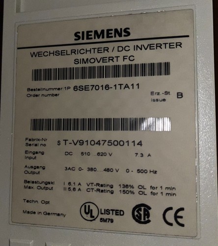 Siemens simovert - simovert, fc