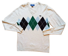 Adidas Ivan Lendl Retro Sweatshirt Top Argyl Wimbledon Tennis weiß Sz. S