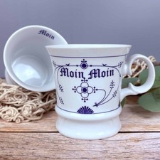 Herrenbecher Indisch Blau " Moin Moin " Porzellan Kaffeebecher Tasse maritim