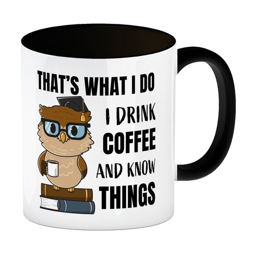 Eule kaffeebecher schwarz - eule, in