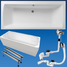 Badewanne 180 x 80 cm Integra S50 Acryl Wanne Träge Ablaufgarnitur wählbar