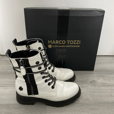 MARCO TOZZI by GMK Schnürstiefel Schnürstiefelette in weiß Lack Gr. 36