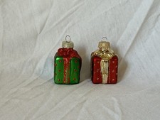 2er Set Christbaumschmuck Geschenke Bunt Glas Deko Weihnacht