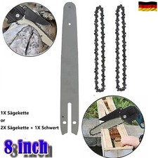 2X 8 Zoll Sägekette + Schwert Ersatzkette für 8" Mini Akku Kettensäge Motorsäge
