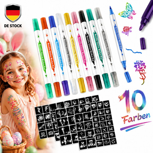 Glitzer tattoo stifte set - glitzer,