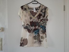 Schumacher Bluse Seidenbluse Tailliert Seide Gr. S Creme Bunt Neu