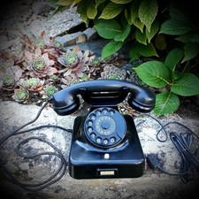 Historisches Nostalgie Telefon Fernsprecher Deutsche Post W48 m. Erdt. schwarz