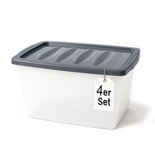 Aufbewahrungsbox mit Deckel 4x 60 L groß Budget Line Plastikbox mit Deckel