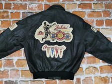 *DAKOTA USA VINTAGE LEDERJACKE*AMERICAN FAVOURITE*SCHWARZ*VARSITY*GR: XL*TIP TOP