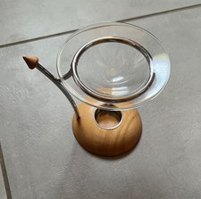 Duftlampe Aromalampe Vintage aus Glas Metall Holz für Teelichter standfest