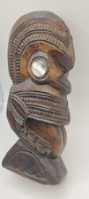 Maori Tiki Figur Holz Abalone