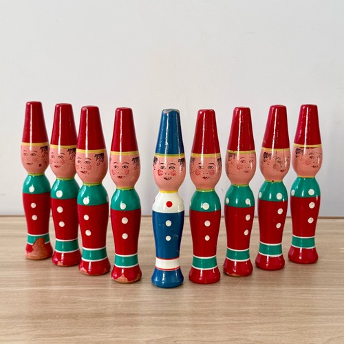 Vintage holz kegeln set pins - vintage, 9