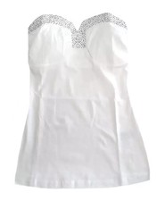 MELROSE Damen Top Bandeautop Strass weiß Oberteil Größe 34 36 38 40 NEU T35
