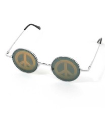 Hippie-Brille rund Hologramm Peace Mottoparty Festival Accessoire 125032713F