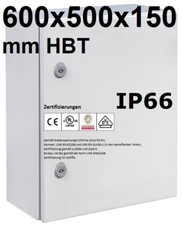 Schaltschrank 600x500x150 mm IP66 UL VDE Metall 1-türig mit Montageplatte