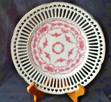 antiker Porzellan Wandteller Teller Herz Durchbrochen Rosen Golddekor  Ø 24,5 cm