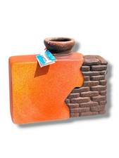 Vintage Studiokeramik Alejandro Szmidt signiert orange braun Backstein Vase Argentinien