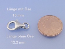 Echt 925 Silber Karabiner Verschluss 11 12 15 19 mm mit Öse Karabinerverschluss