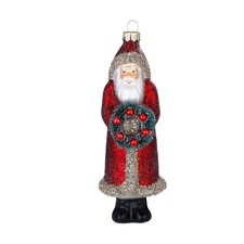 Christbaumschmuck Glas 15cm Weihnachtsmann Handbemalt  Anhänger Weihnachten Rot 