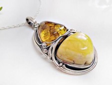 Bernstein Anhänger Silber 925 Halskette Kette 45 cm echt Sterlingsilber ba798