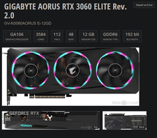 AORUS GeForce RTX 3060 ELITE 12GB Grafikkarte