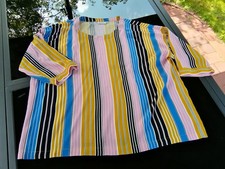 Masai Clothing elegante Streifen Bluse Tunika A-Linie gelb rosa weiß XXL 46/48