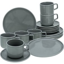 CreaTable 16734 Kaffeeservice Chef Collection für 6 Personen, Porzellan, grau (1