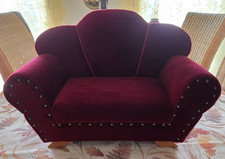 Puppen Puppensofa Biedermeier handgefertigt weinroter Samtbezug neuwertig