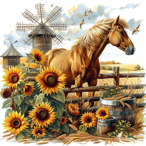 Wandbild pferd bauernhof - wandbild,