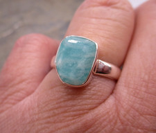 Edler Damen Ring 925 Sterlingsilber Amazonit grün türkis Freiform Rg 57/17 ADK