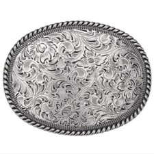 GÜRTELSCHNALLE METAL COWBOY MÄNNER BUCKLE BELT BLUMEN SILBER GÜRTEL GRAU WESTERN