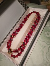 Vintage zweireihige HALSKETTE - Kristall Perlen - ungetragen. "Exclusivite"