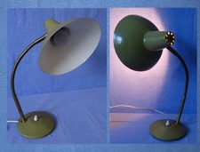 50er Jahre Tischlampe, Schwanenhals, Hexenhut Leuchte Schreibtischlampe olivgrün