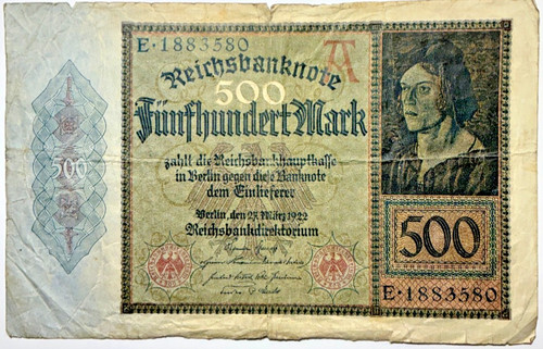 Deutsches reich 500 mark - deutsches, 1922