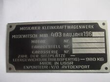 Typenschild Schild Moskwitsch
