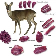Wildfleisch v. Reh Wildschwein Damwild Rotwild - Keule Blatt Rücken Nacken Filet